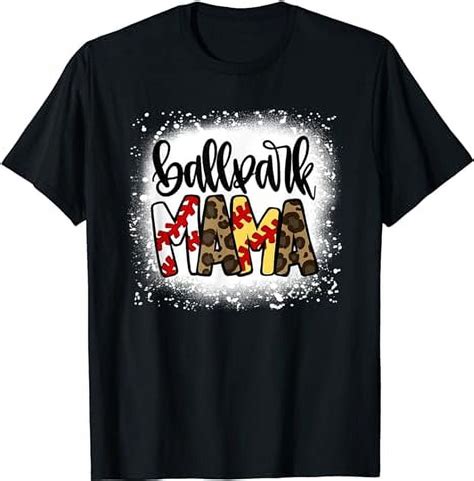 Ballpark Mom Mama Baseball Softball Mothers Day Bleached T