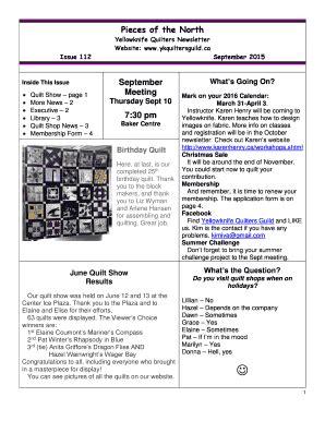 Fillable Online Ykquiltersguild Thank You To The Block Makers And