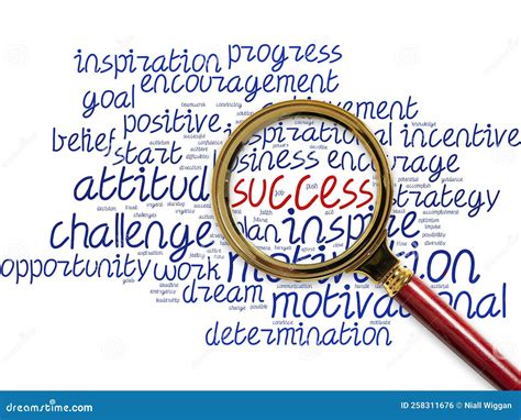 Big Word Cloud With Success Word With Magnifying Glass Accomplishment