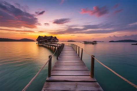 Le Coucher De Soleil Color Sur Le Pont Du R Ve L Le De Koh Mak