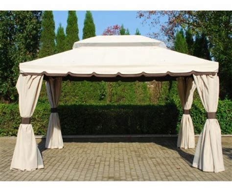 Gazebo Cannes In Alluminio X X H Beige Con Tende Laterali E Zanzariera