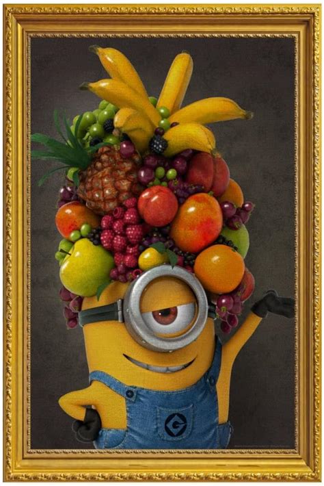 Amazon de Spreadshirt Minions Stuart Gemälde Mit Obst Poster 20x30 cm