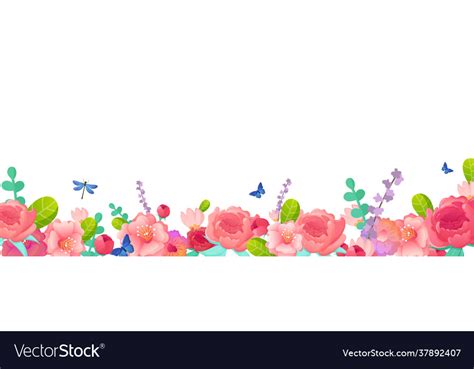 Bright spring summer flowers border Royalty Free Vector