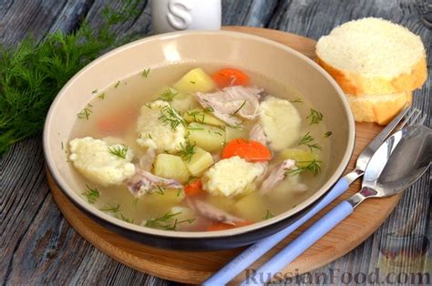 Рецепт: Куриный суп с клёцками из кускуса на RussianFood.com
