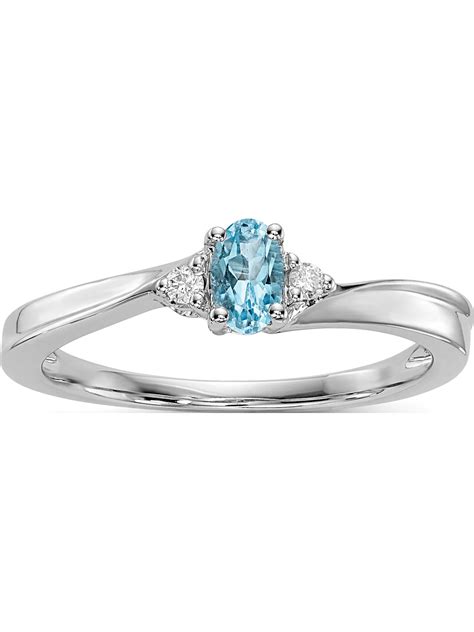 Sterling Silver Rhodium Plated Blue Topaz Birthstone Ring Walmart