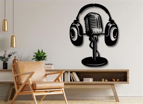 Vintage Microphone Dxf Svg Png Files Microphone Headphone