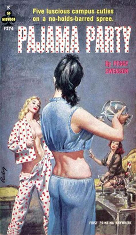 Vintage Erotic Pulp Poster Pinup Art Print Retro Queer Slumber Lesbian Pillow Fight Pajama Party