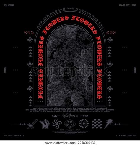 Poster Flowers Arch Abstract Print Dither Stock Vector Royalty Free