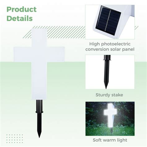 Solar Led Cross Light For Outdoor Cemetery Garden Stake Waterproof Yard Decoration