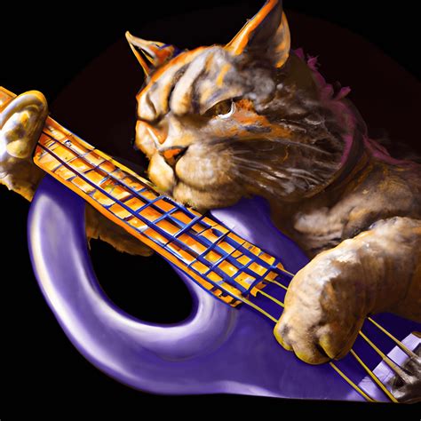 Cat Playing The Bass Guitar · Creative Fabrica