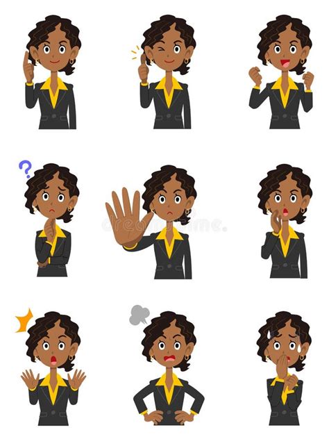 Nine Gestures And Facial Expressions Of A Woman Stock Vector Illustration Of Body Housewife