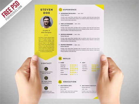 Clean Resume CV Template Free PSD PSDFreebies