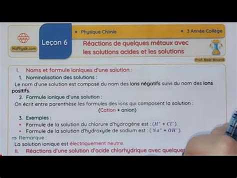 R Actions De Quelques M Taux Avec Les Solutions Acides Et Basiques