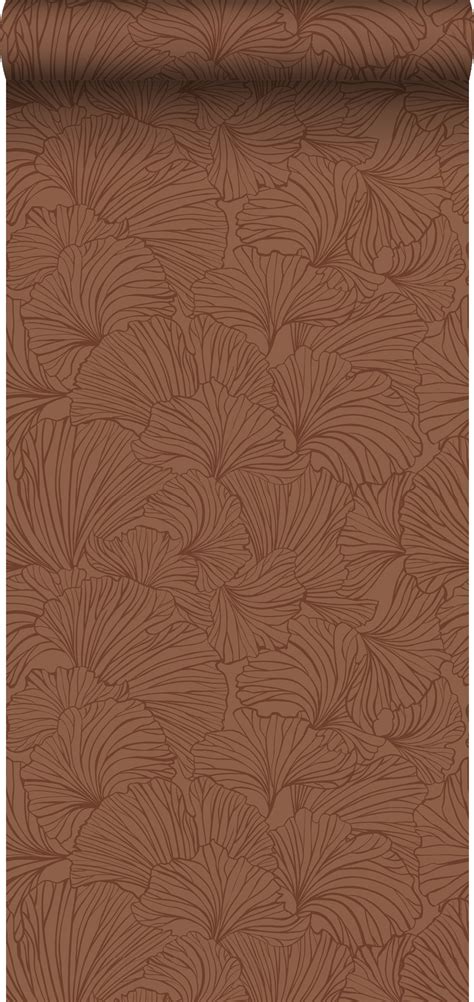 Papier Peint Intiss Feuilles De Ginkgo Terracotta X M