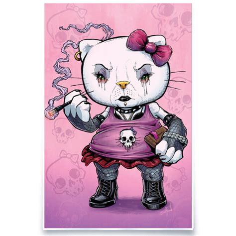 Goth Hello Kitty Flyland Designs Freelance Illustration And Graphic