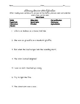 Literary Device Worksheet