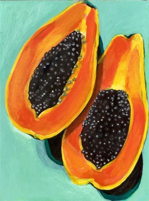 Still Life Of Papayas Painting Oil Pe