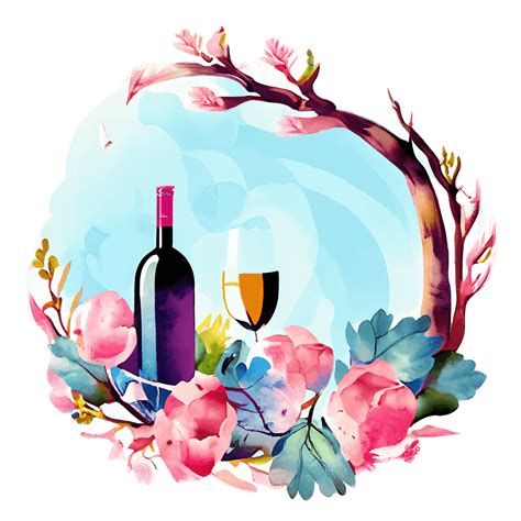 Wines Watercolor Flowers In Basket Hyperrealistic Graphic Creative