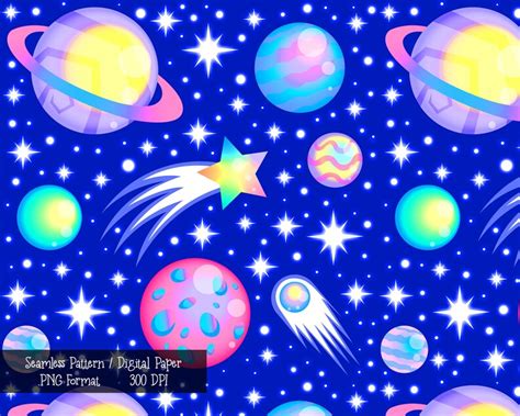 Pastel Planet Seamless Pattern Pastel Planets Comet Etsy