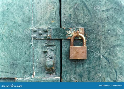 Old Fashioned Lock On Old Wooden Door Stock Image Image Of Paint