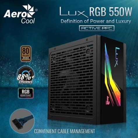 Jual POWER SUPPLY AEROCOOL LUX RGB 80 BRONZE 550W PSU 550 WATT RGB