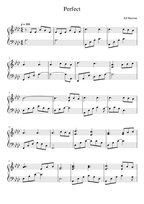 Perfect Ed Sheeran Sheet Music For Piano Solo