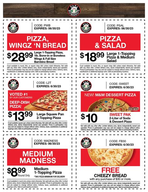 Coupons - Papa Romano's