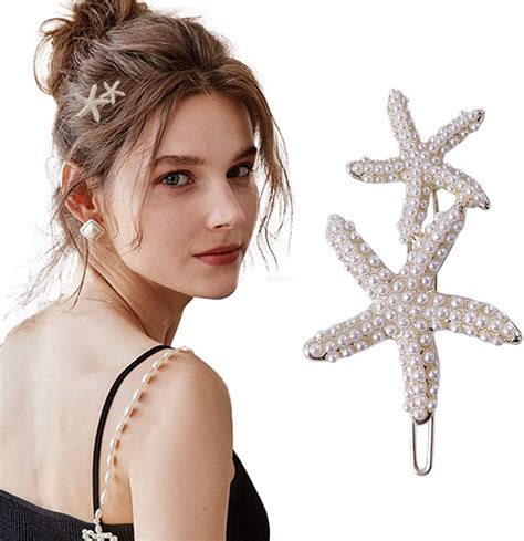 Amazon Bartosi Starfish Hair Clips Gold Pearl Hair Barrettes