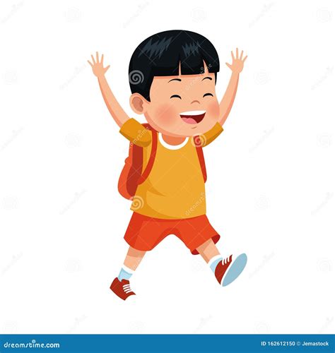 Cartoon Excited Boy Icon Colorful Design Stock Vector Illustration