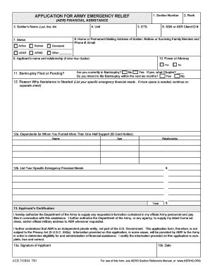 Fillable Online APPLICATION FOR ARMY EMERGENCY RELIEF Fax Email Print