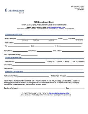 Fillable Online Cmi Enrollment Form Fax Email Print Pdffiller