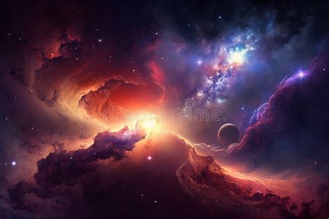 Infinite Space Background With Nebulas And Stars Stock Illustration