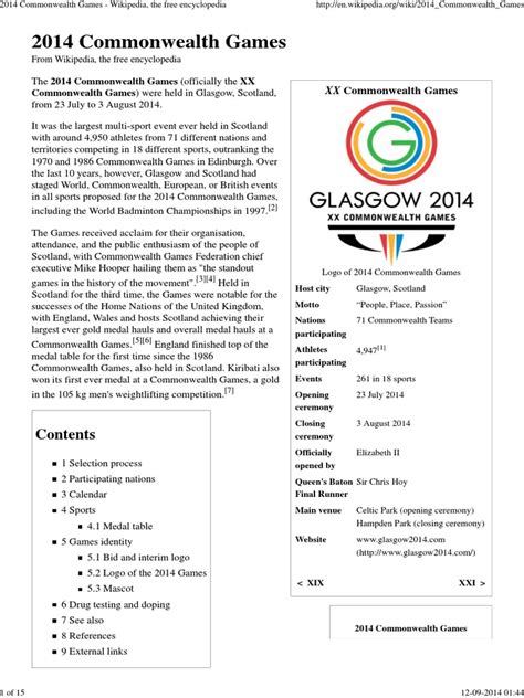 2014 Commonwealth Games Wikipedia The Free Encyclopedia Pdf