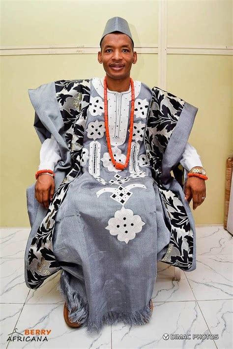 The Royal Grey Aso Oke Agbada With Damask Edges By Berry Africana For