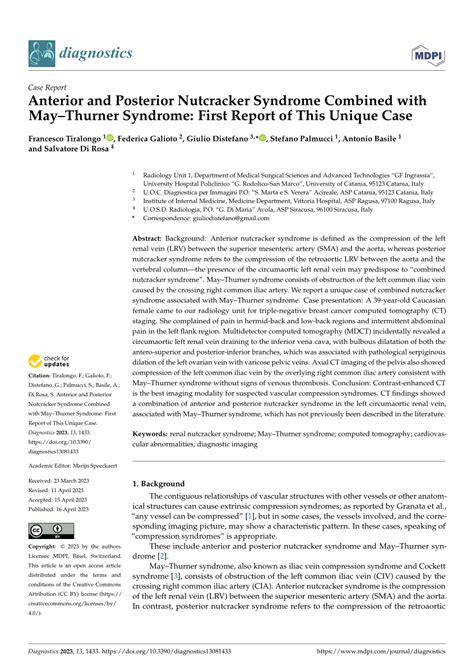 Pdf Anterior And Posterior Nutcracker Syndrome Combined With May