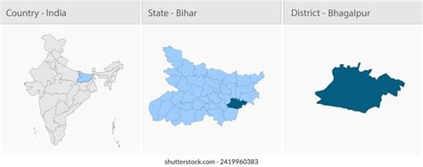 Bhagalpur District Map District Bhagalpur State Stock Vector Royalty