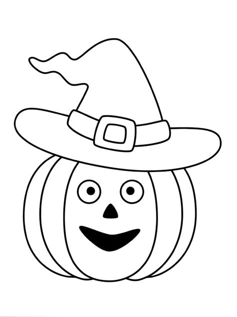 Disegni Da Colorare Di Zucca Di Halloween Con Cappello Da Strega