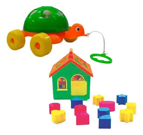 Kit Brinquedo Educativo Didático Divertido Tartaruga Casinha Cor