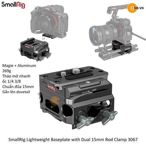 Smallrig Lightweight Base Plate With Dual Mm Rod Clamp