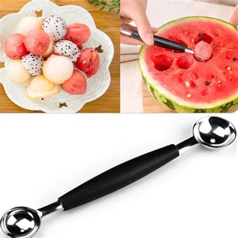 Stainless Parisienne Double Ended Melon Baller For Fruit Ice Cream