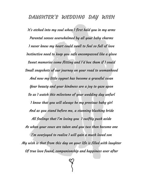 Daughters Wedding Day Personalised Poem Beautiful Sentimental T For A Beloved Daughter Or