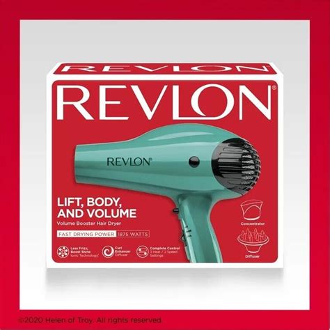 Revlon 1875w Ionic Volume Booster Hair Dryer Green