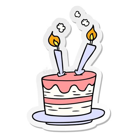 Hand Drawn Sticker Cartoon Doodle Of A Birthday Cake Stock Vector