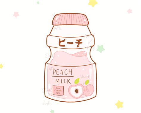 Kawaii Korean Drinks Clipart Strawberry Milk Avocado Milk Peach