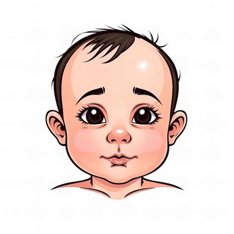 Cartoon baby face with black hair and brown eyes | Premium AI-generated ...