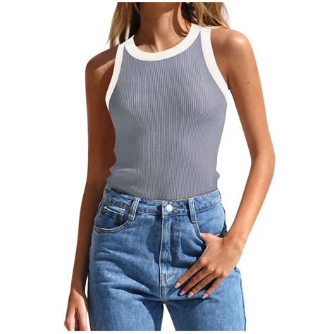 Aloohaidyvio Crop Tank Tops Womenoff The Shoulder Basic Topssexy Knit Sleeveless Shirtsslim