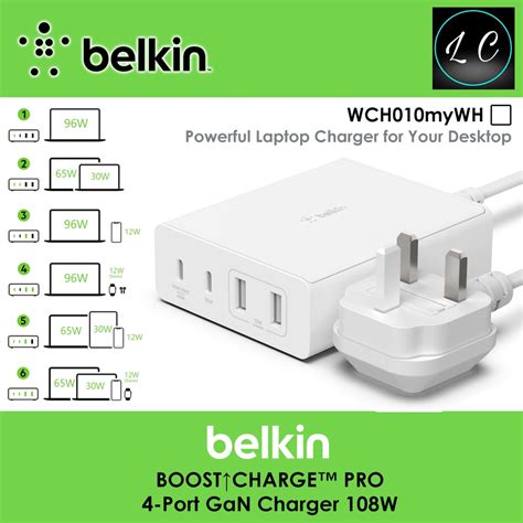 Belkin Original Wch Mywh Boostcharge Pro Port Gan Charger W