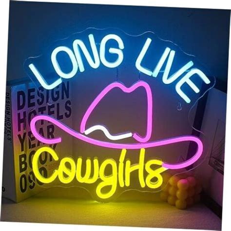 Jurongyilu Long Live Cowgirls Neon Sign Led Colorful Cowboy Colorful