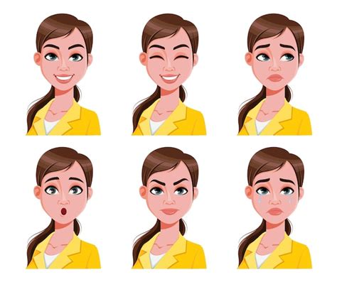 Premium Vector Face Expressions Of Beautiful Doctor Woman