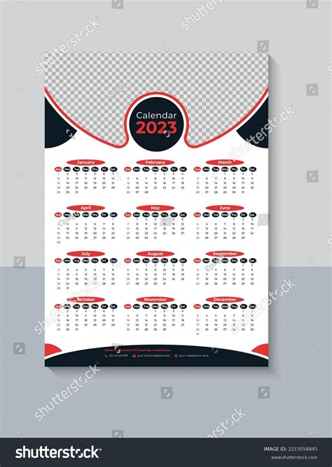 2023 One Page Wall Calendar Design Stock Vector (Royalty Free ...